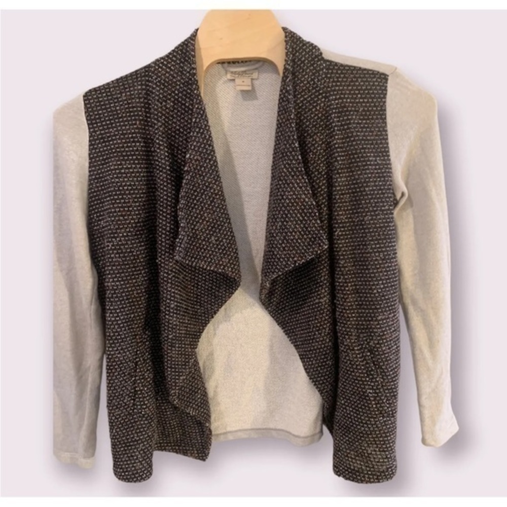 Lucky Brand Womens‎ Boho Open Front Waterfall Cardigan Medium Wool Blend Gray